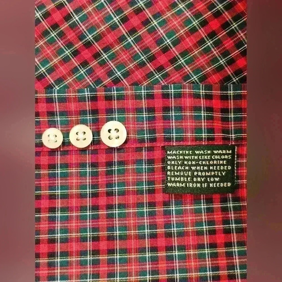 Ralph Lauren Mens Red Black Plaid Button Shirt 100% Cotton Size 17 1/2 34/35 - Picture 5 of 6